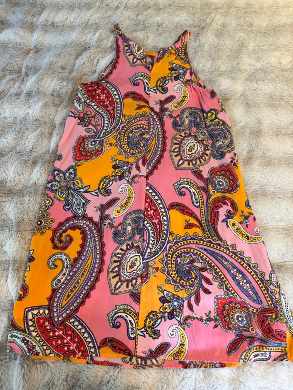 Old Navy Pink and Purple Paisley Halter Dress - Picture 2 of 5